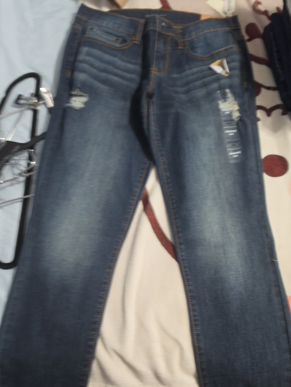 Aeropostale Women's Straight Leg Distressed Blue Jeans